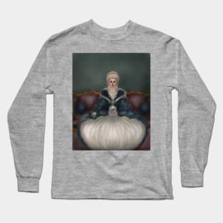 Marie Antoinette Portrait Historical Romantic Dress Holding a Skull and A Crystal Ball Long Sleeve T-Shirt